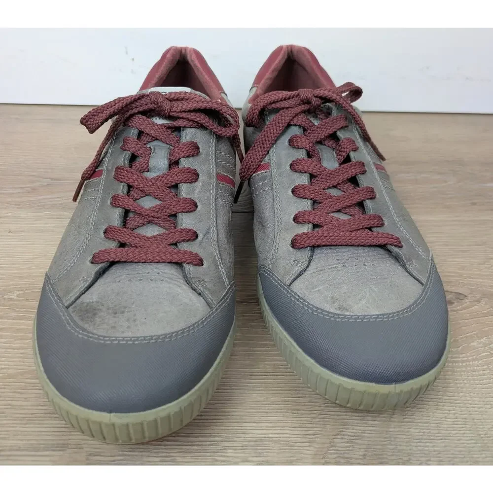 Ecco Mens Biom Hybrid Golf Sneaker Shoe 11 Leather Grey Burgundy Traction Bars